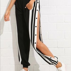 SHEIN Snap button striped side pants